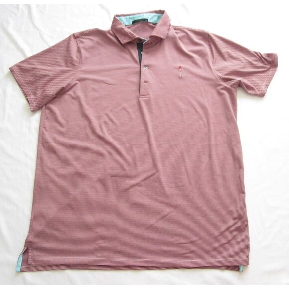 Men's Greyson Stripes Polyester Golf Short Sleeve Shirt Sz XL (MT581) - Picture 1 of 9